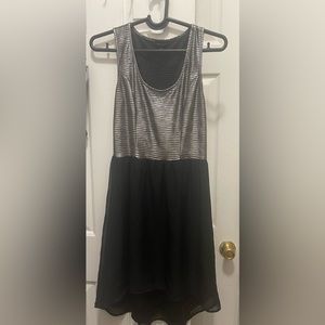 Juniors Black & Silver High Low Dress